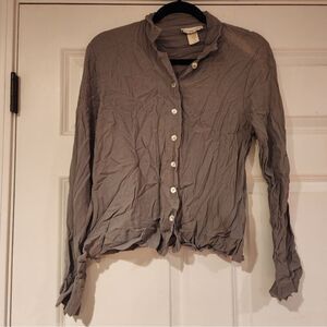 New Palette gray button up blouse S